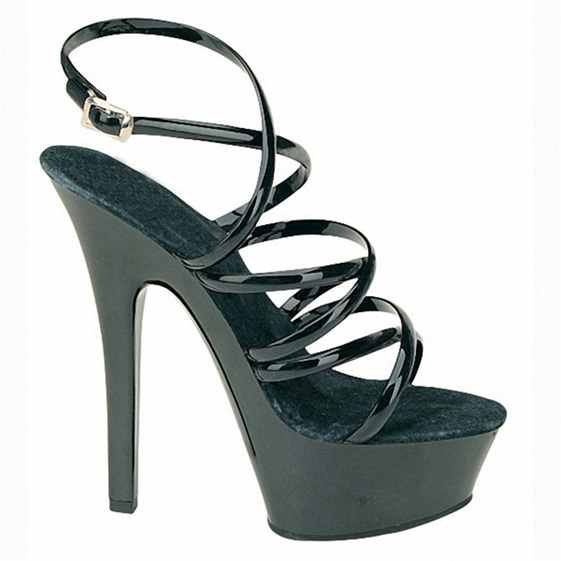 15cm alta plataforma de agua tacones altos de las mujeres tacón stiletto punta redonda discoteca sexy vestido odio cielo sandalias altas verano