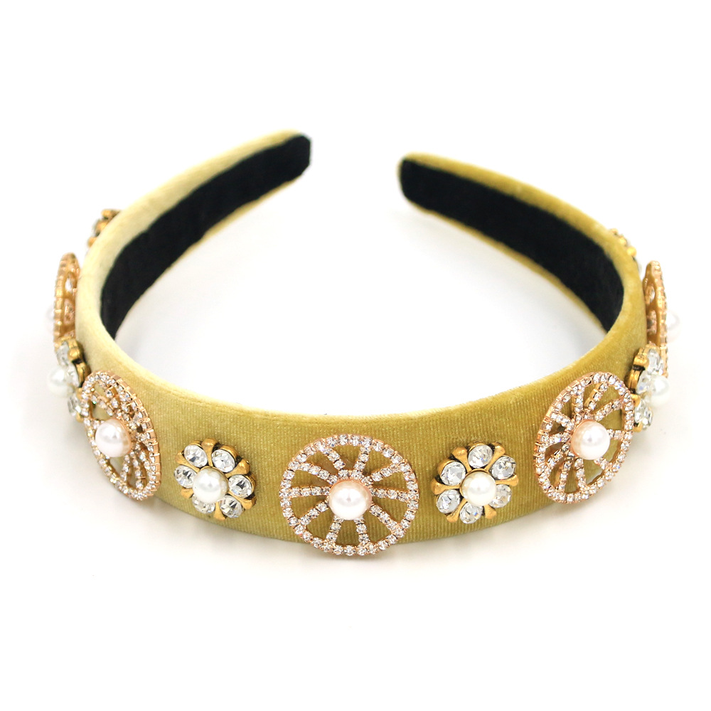 Nouvelle Européen Et Américain Style Baroque Carré Couleur Spot Forage Personnalité Palais De Luxe Tous Les-match Bandeau Défilé Cheveux Accessoires Cz display picture 11