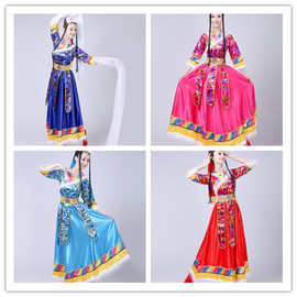 藏族舞蹈演出服装女成人藏族水袖少数民族广场舞表演服饰