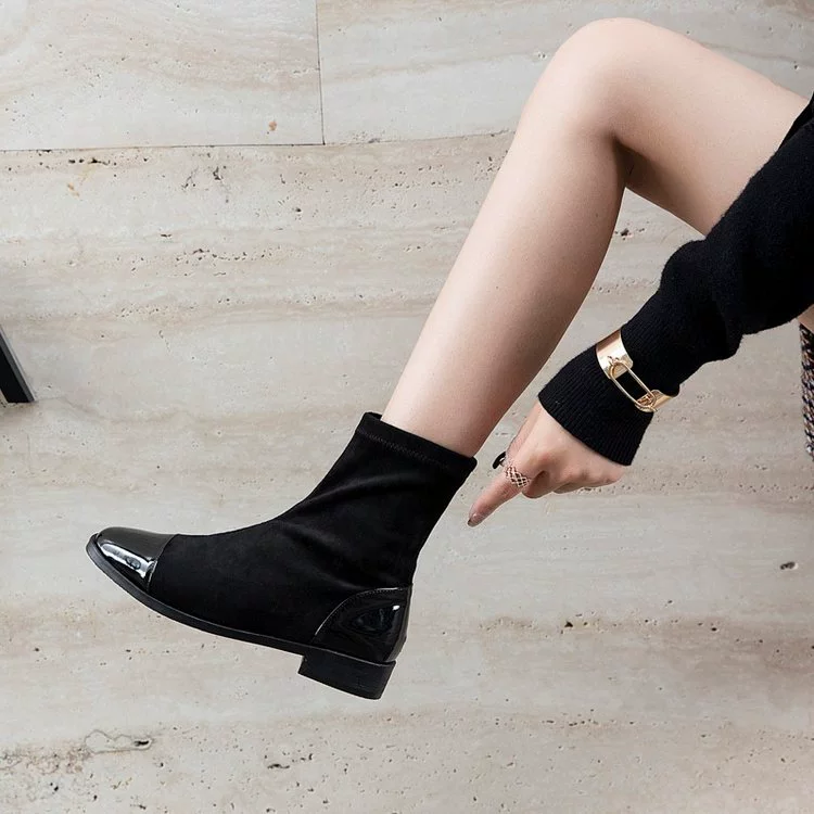 Autumn elastic knitted socks, low boots, internet celebrity