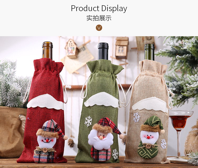 عيد الميلاد زينة عيد الميلاد زجاجة مجموعة النبيذ الشمبانيا زجاجة حقيبة الطعام الجدول اللباس display picture 4