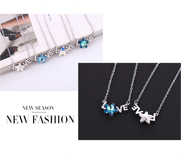 1 Piece Fashion Letter Star Alloy Inlay Rhinestones Womenu0027S Pendant Necklace