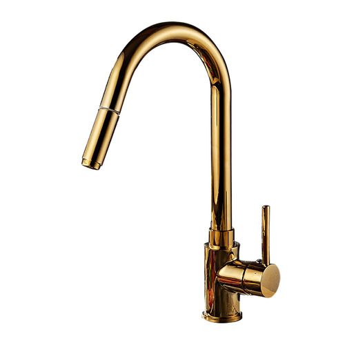 Haimins Gold Pull-out Kitchen Faucet Swivel Kitchen Faucet Bathroom Sink Cold and Hot Tap 8055B