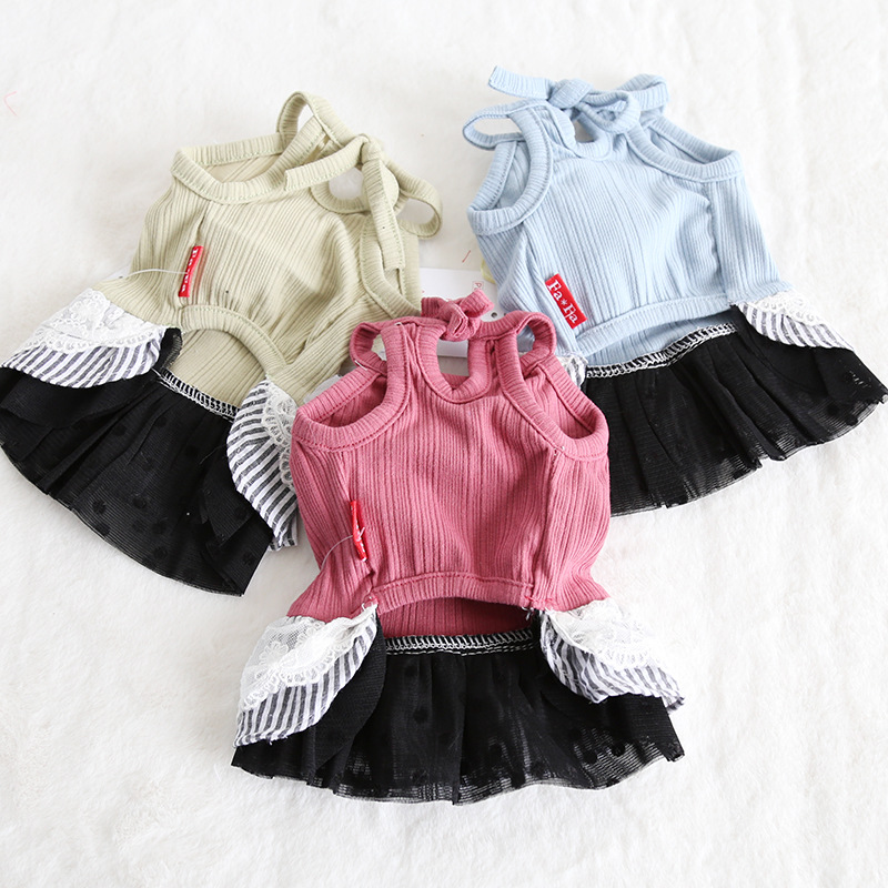 竖条胸花拼布裙