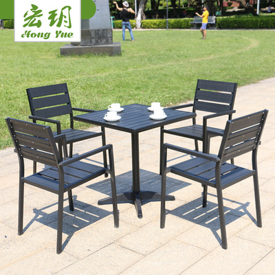 Manufactor Direct selling outdoors WPC Tables and chairs Open air balcony courtyard waterproof Sunscreen Tables and chairs Aluminum wood Tables and chairs leisure time outdoor