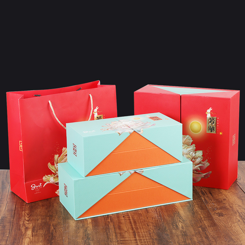 goods in stock high-grade Moon cake box 6/8/10 Double door Mid-Autumn Festival Moon Cake packing Gift box Hard case customized Logo Name