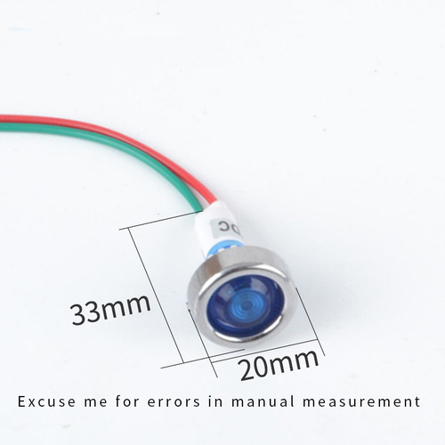 LED signal light with wire, power indicator, DC 12V, 10mm, red, green, yellow, blue, white