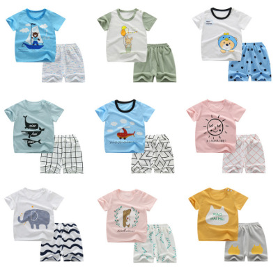 2021 new pattern Short sleeved suit men and women baby summer Children's clothing Children Thin section children boy Chao Yi Two piece set