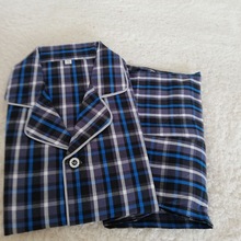 宏鑫源家纺 春季上新男式长袖睡衣老粗布男士家居服套装 多色批发