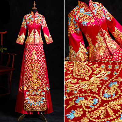 2019新款秀禾服新娘結婚敬酒服中式禮服婚紗禮服古裝婚紗龍鳳褂服