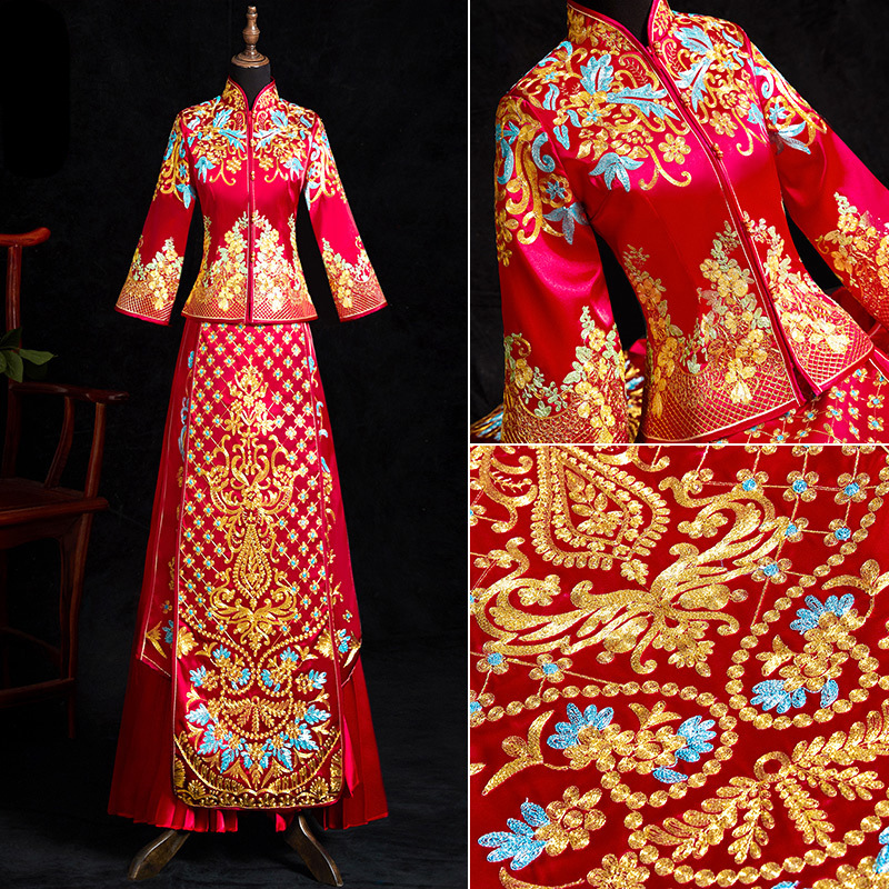 2019新款秀禾服新娘結婚敬酒服中式禮服婚紗禮服古裝婚紗龍鳳褂服