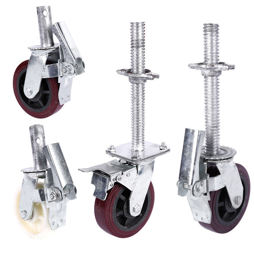 Universal wheel mobile scaffolding wheel AB double brake nylon polyurethane 6-inch heavy-duty wheel screw brake caster