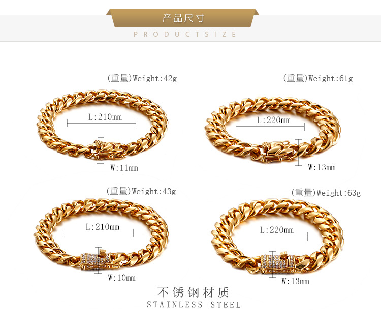 Fashion Geometric Titanium Steel Plating 18K Gold Plated Vacuum Plating Men'S Bracelets Men's Chain Bracelets display picture 2
