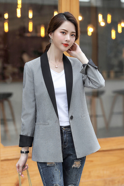 Winter Long Sleeve Small Suit Black and Gray Colour Fashion Jacket