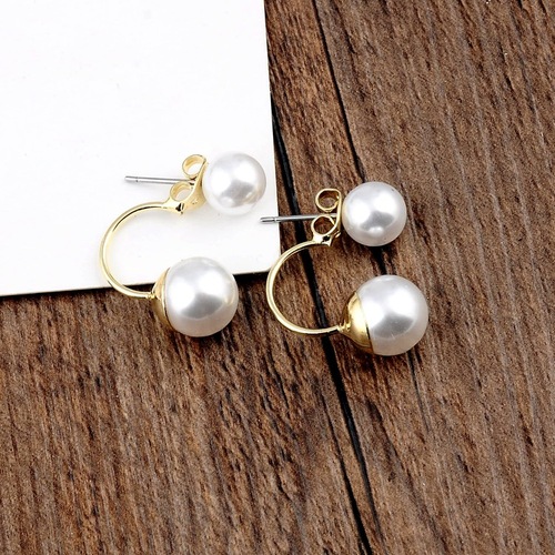 Korean style fashionable large and small pearl earrings, popular back hanging earrings U-shaped hot selling earrings manufacturers wholesale