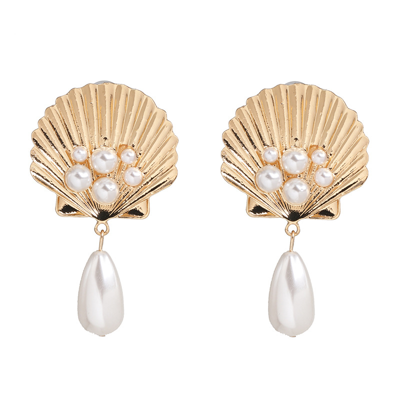 Fashion Alloy Shell Pearl Earrings display picture 6