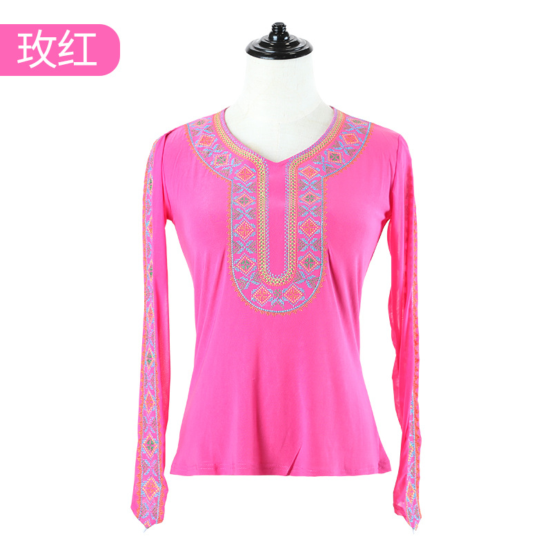 Uigur danza ropa Top Xinjiang Uygur arte examen práctica ropa de manga larga femenina bordado adulto Universidad image 7
