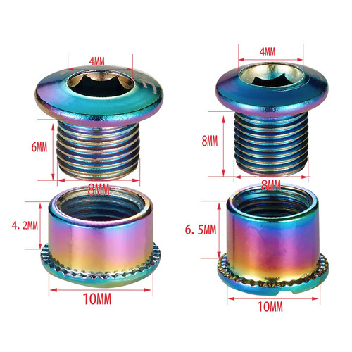 Mountain bike positive and negative tooth chainring screws, Deadfly folding bike chainring screws, single disk, short chainring screws, plated color plate screws