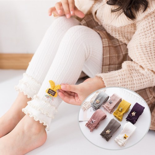 Korean version of the reversible crotch 2 rabbit accessories for babies and toddlers baby leggings 3 vertical striped ear-hemmed 9-point pants