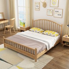 全实木床1.8米双人床主卧室1.5单人现代简约温莎床经济北欧实木床