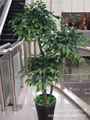高仿真植物树花卉 人造客厅假 绢花 1米6高3杆榕树