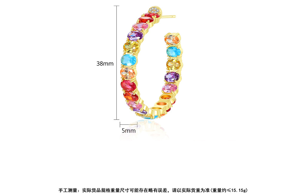 Fashion Jewelry Wholesale Fashion Ladies Colored Copper Inlaid Zircon Earrings display picture 7