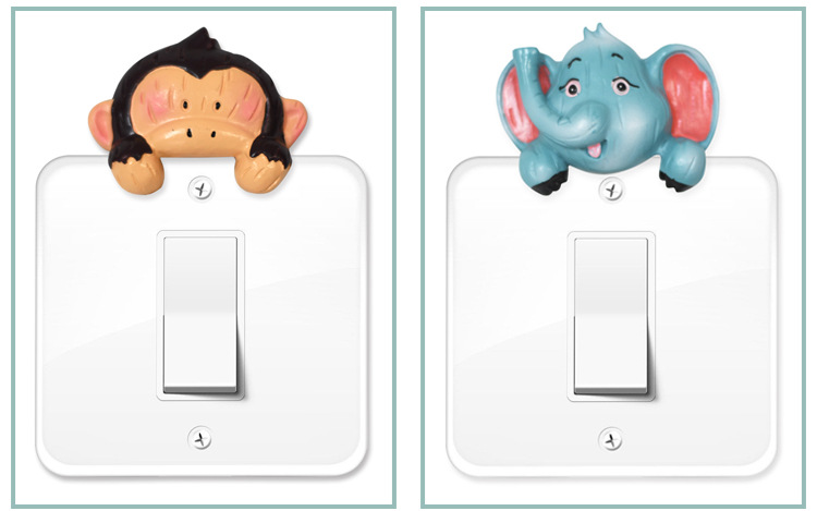 10-yuan wholesale of street stall goods, three-dimensional small animal switch stickers, cartoon creative wall stickers, bedroom wall socket decoration covers detail image 10