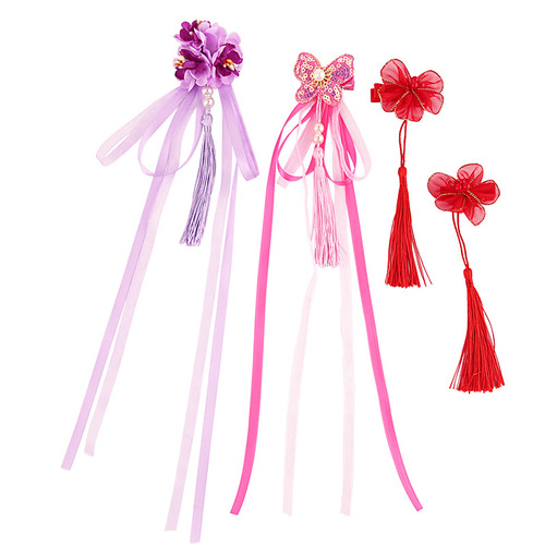 chinese hanfu hair accessory for girls Chinese Hanfu costume headdress children super fairy hair ornament ribbon hairpin