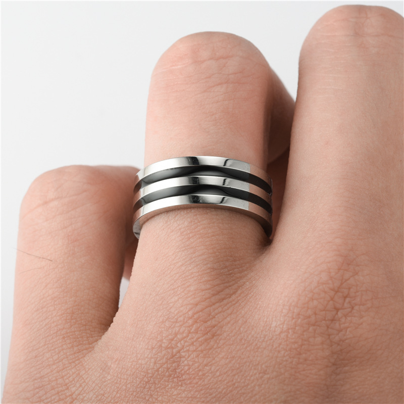 Wholesale Fashion Titanium Steel Dripping Black Oil Ring Nihaojewelry display picture 1