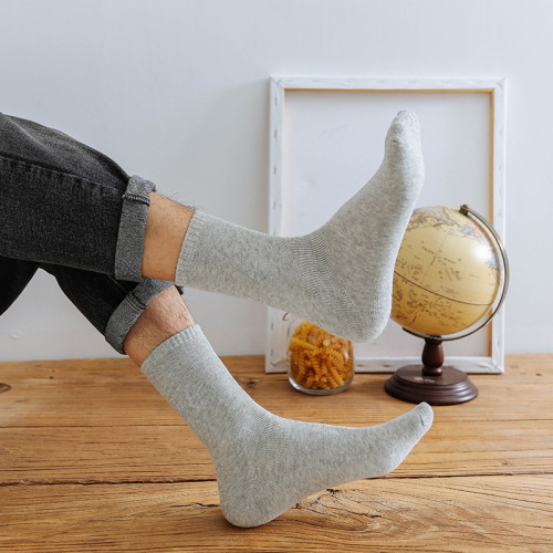 Thickened socks men's winter solid color warm plus velvet floor socks business mid-calf men's socks towel bottom cotton socks wholesale