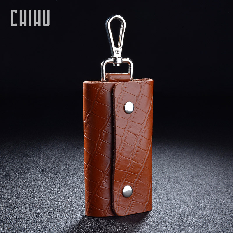 女士家用搭扣牛皮锁匙包男士韩版实用真皮腰挂大钥匙包定制logo