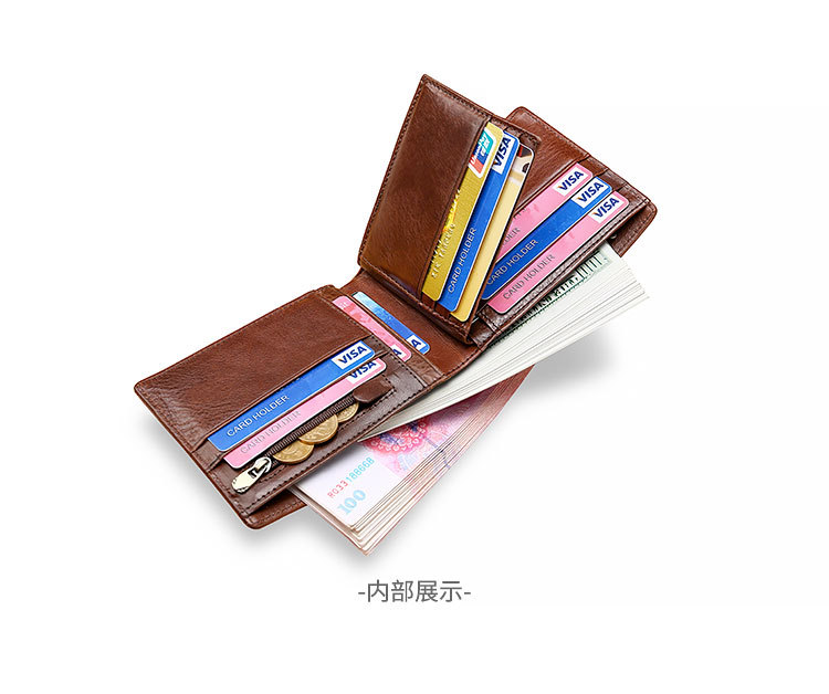 Fashion Leather Men's Wallet Top Layer Cowhide Casual Wallet Short Multi-card Coin Purse Wholesale display picture 7