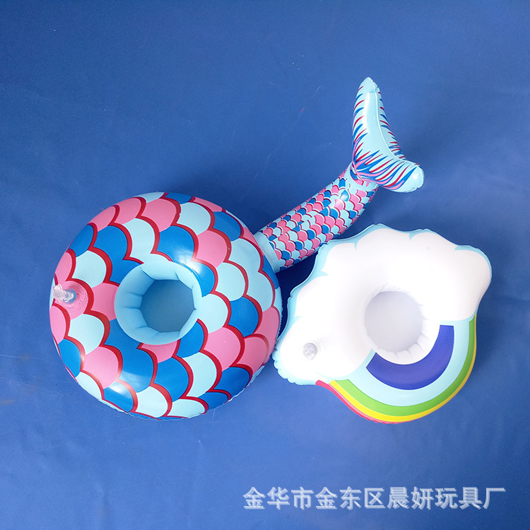 Spot wholesale PVC inflatable cloud cup holder water floating beverage coaster inflatable Cup holder support custom