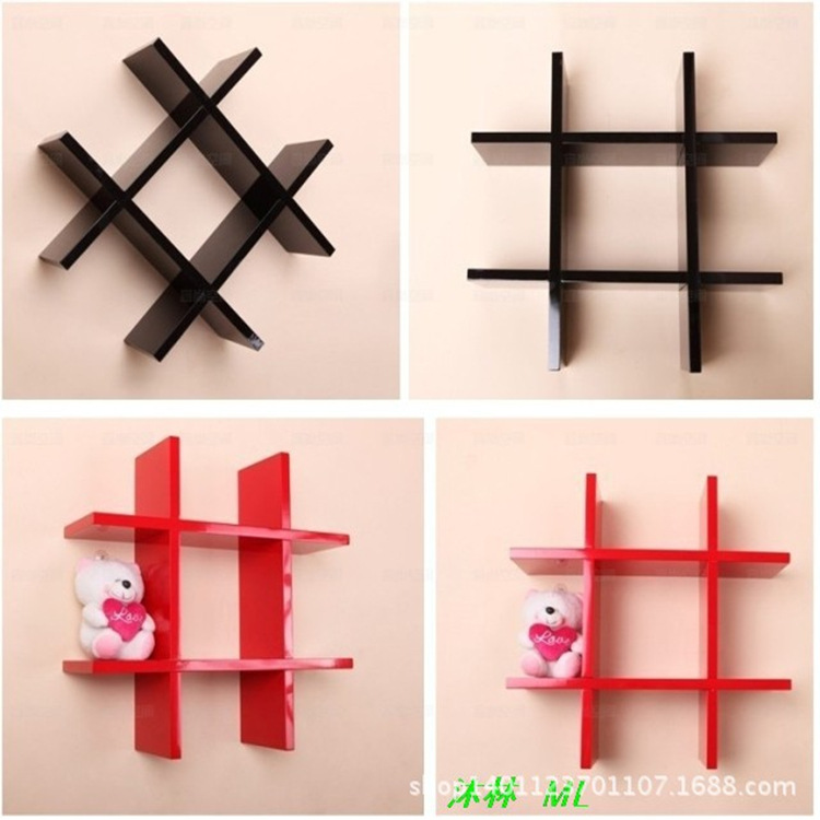 烤漆井字架隔板 搁板 置物架 电视背景墙装饰架 电视墙创意隔板|ms
