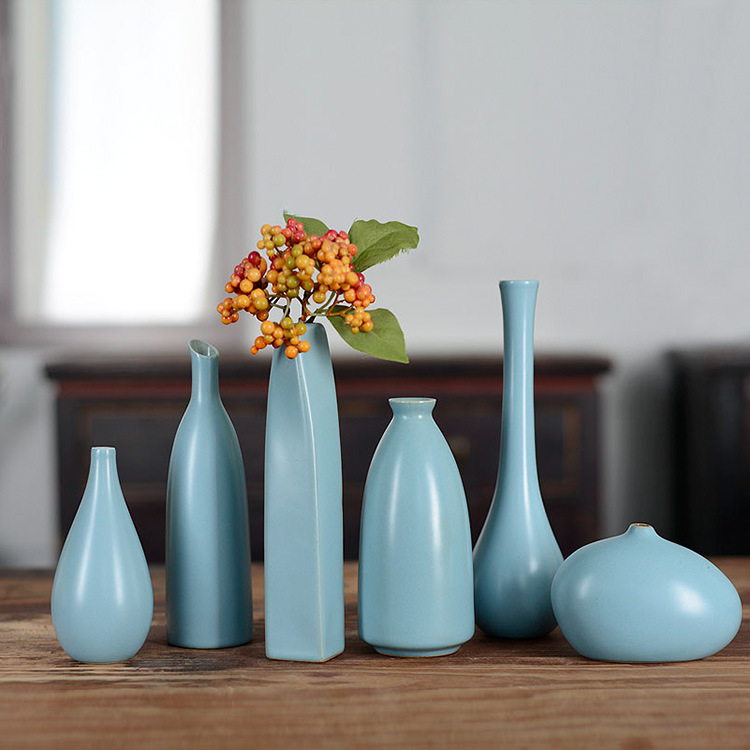 陶瓷花瓶中式蓝色清新家居摆件创意干花插花茶道花艺花器厂家批发
