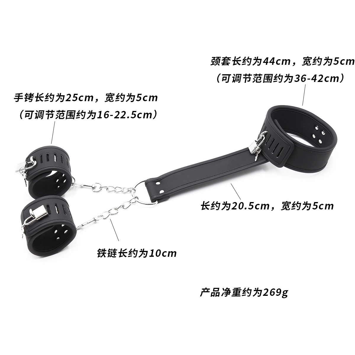 Venta al por mayor Amazon oferta de comercio exterior cuello de mano de cuero suave cuello conectado mano espalda manguito apretado esposas collar de juguete