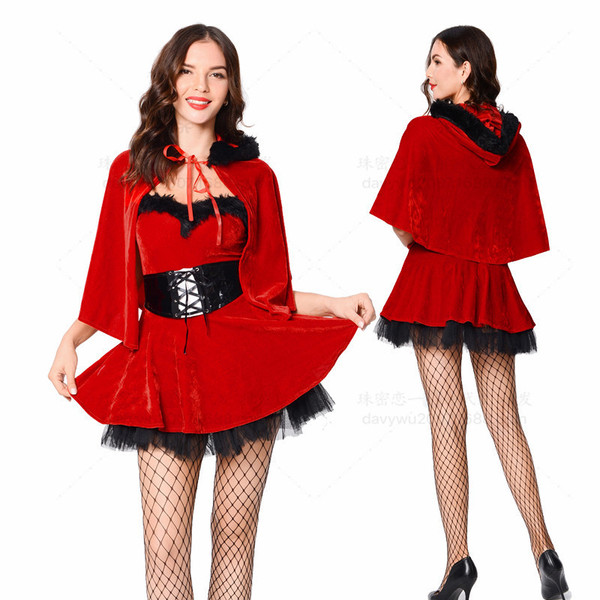 New style long hair Christmas dress two dimensional Little Red Riding Hood Christmas uniform new night stage performance