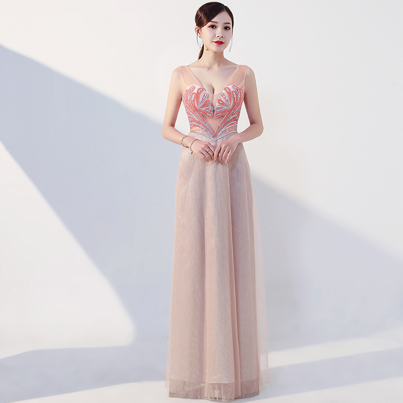 Evening dresses abito da sera Banque Sexy evening dress dress night club  show chest night show