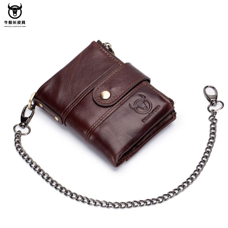 Cattle captain rfid genuine leather The first layer cowhide Vertical section wallet Retro coin purse Drive Certificates multi-function Card slot