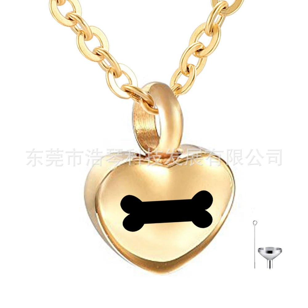 Мемориал животных волос остается кости пепел ожерелье из нержавеющей стали золото в форме сердца пепла шкатулка кулон кремации ювелирные изделия