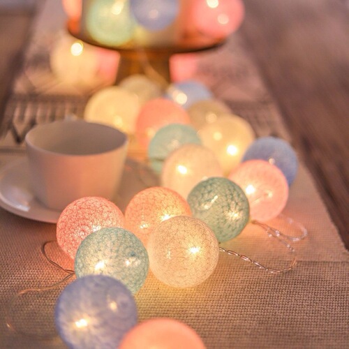 Cotton Ball Light String Festival Decoration Ins Girl's Room Decor Wedding Anniversary Declaration Ball Light LED Color Light String