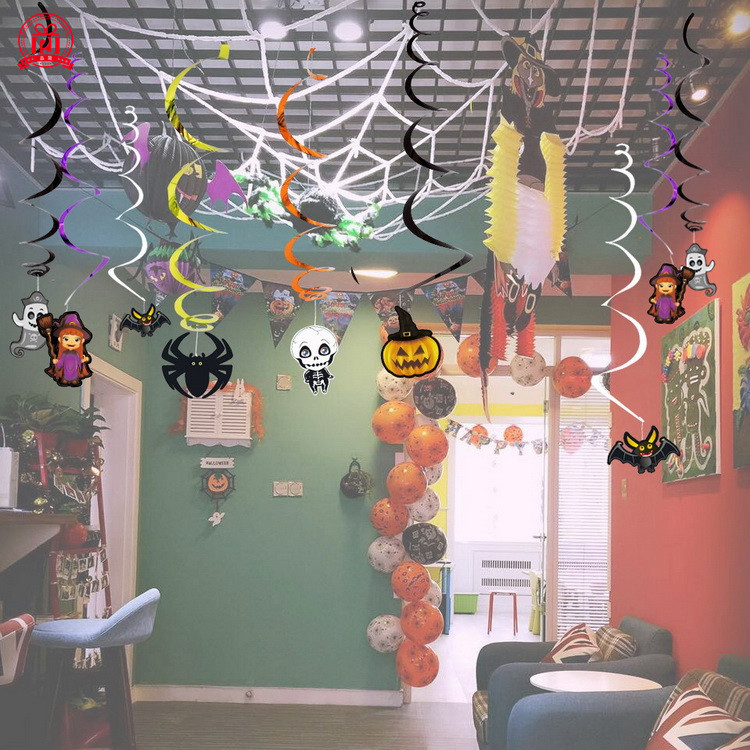 Suministro transfronterizo de Halloween PVC espiral colgante bruja Araña calabaza fantasma decoración del partido suministros adornos