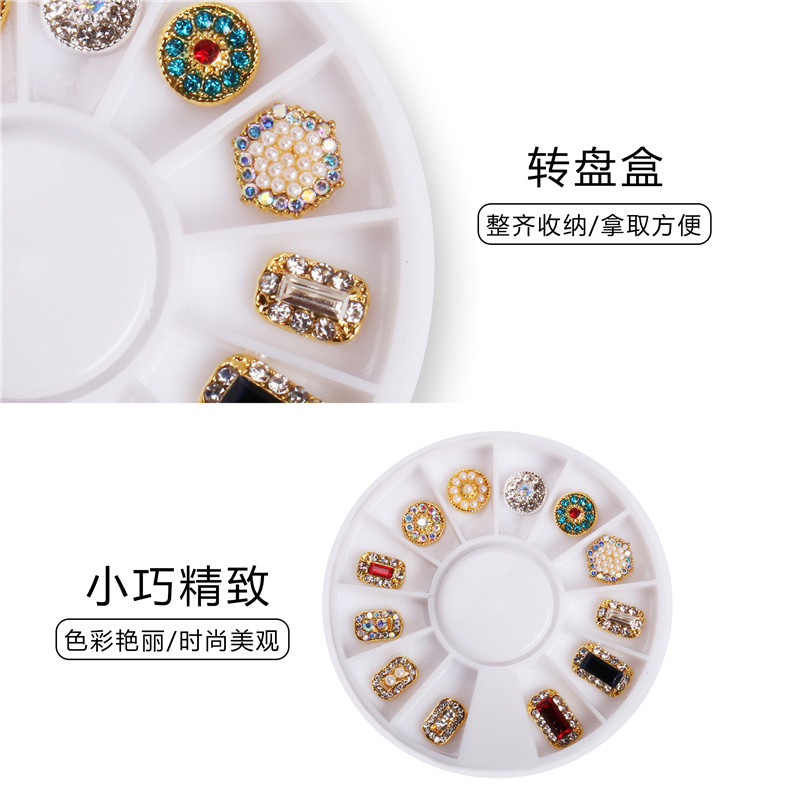 Fábrica directa uñas taladro placa perla rhinestone cristal joyería 6cm12 diamante caja joyería al por mayor