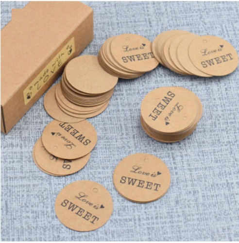 Hang tag Thank you kraft paper hang tag Thank you for handmade Handmade kraft paper round hang tag