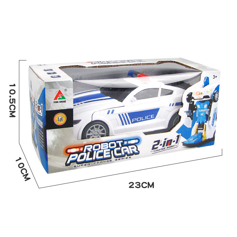 Tiktok mismo coche deformación eléctrica Universal Light Music niños policía coche de juguete robot puesto Venta caliente