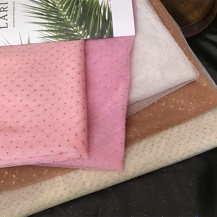 闪粉网纱布料亮片网纱喷粉面料舞台服饰婚纱演出服背景闪亮装饰布