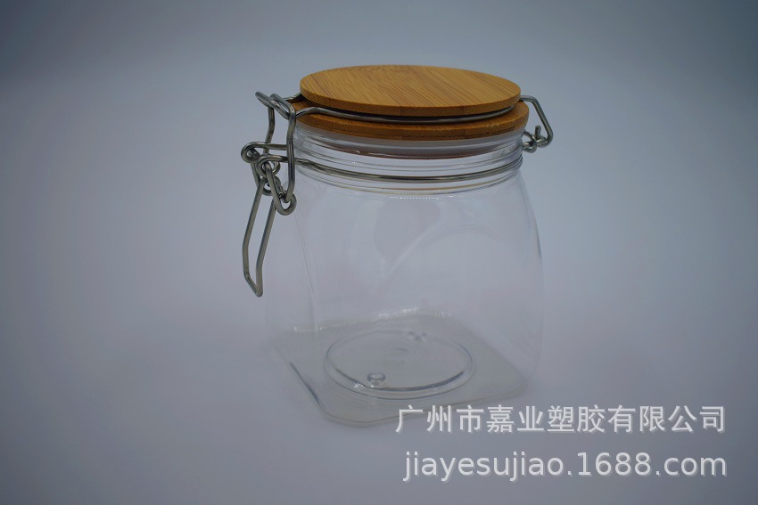 厨房收纳盒五谷杂粮储物罐透明塑料密封罐粮食储存罐800ml竹盖