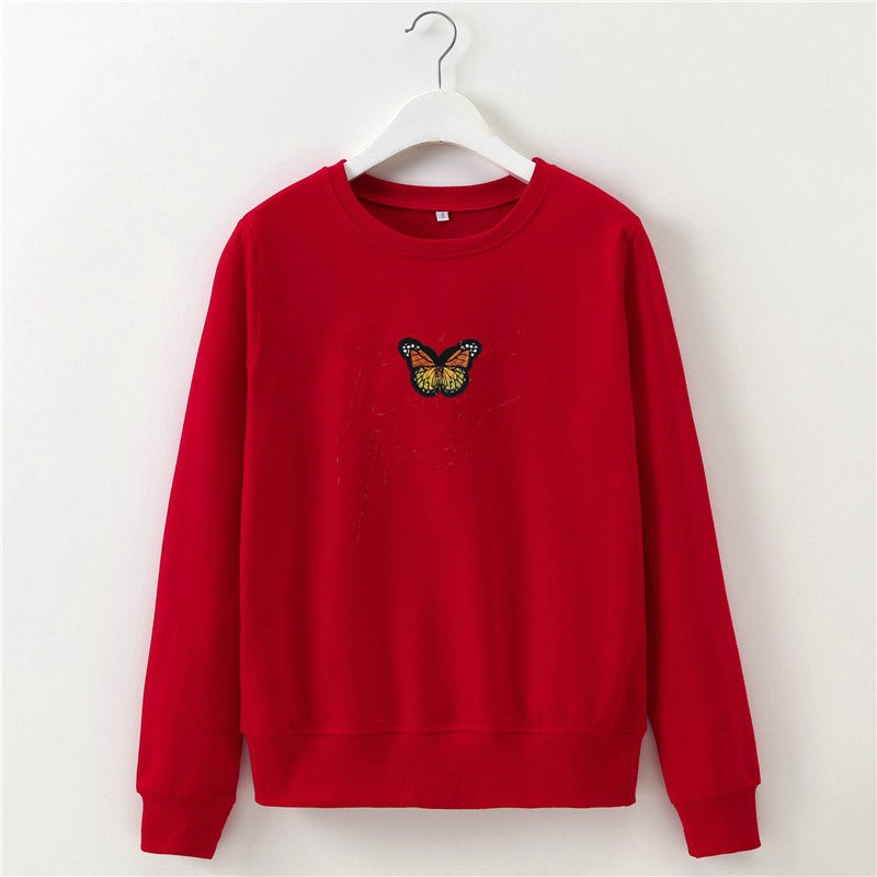 Butterfly Embroidered Long-Sleeved Sweatshirt NSOSY111501