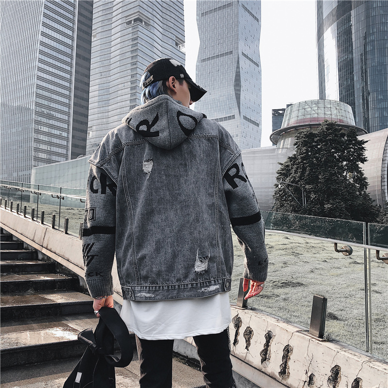 Autumn And Winter New National Tide Loose Denim Shirt Men's Thickened Tide Brand Scratched Hole Jacket Women's