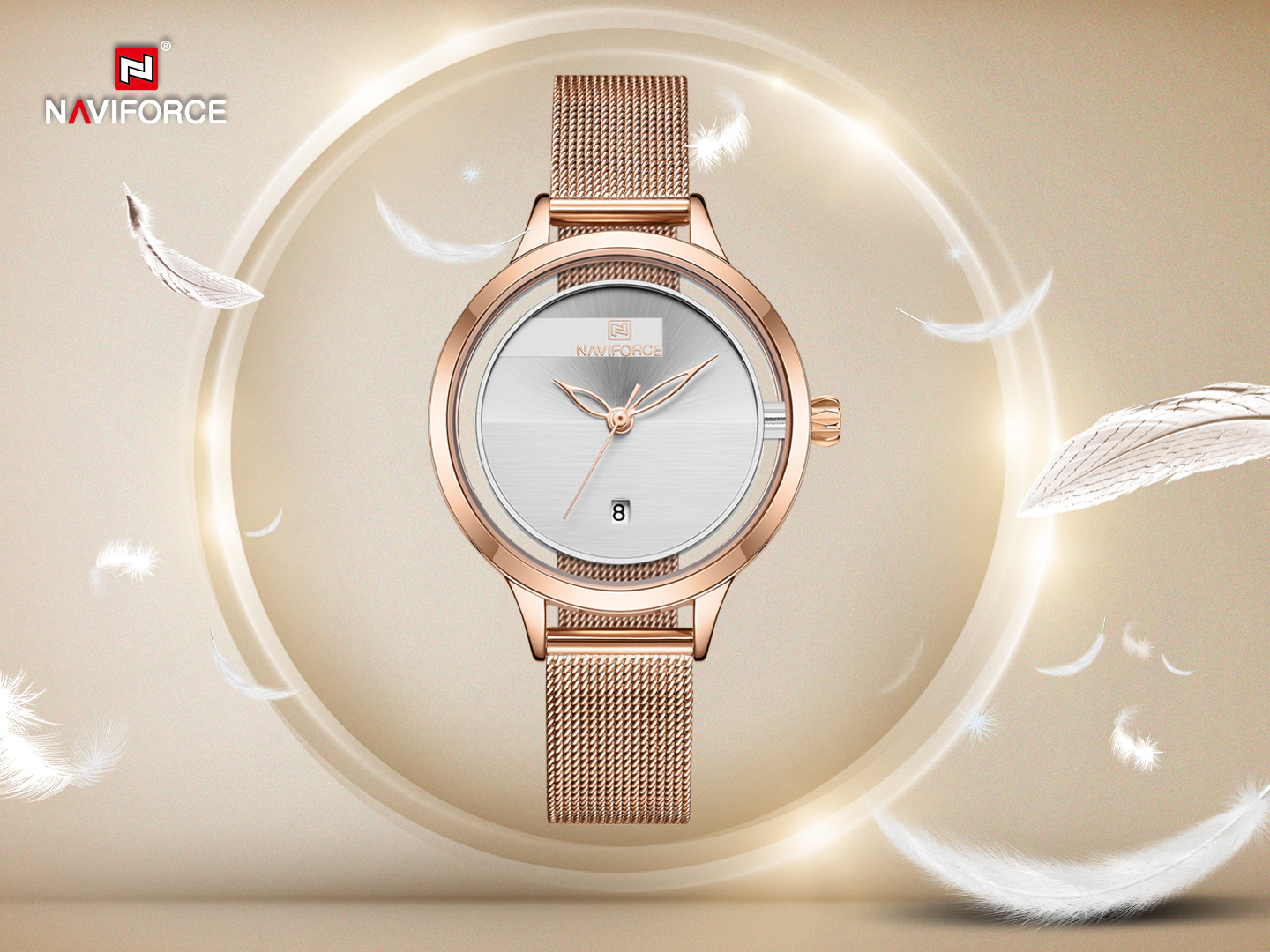 Women's Quartz Watch Mesh Band Calendar Waterproof Fashion Design_voghion.com